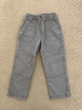 Tea Collection Gray Pull-On Utility Pants with Neon Stitch Accents